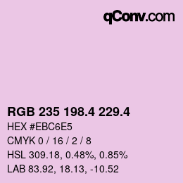 カラーコード: RGB 235 198.4 229.4 | qconv.com