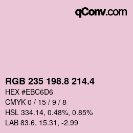 カラーコード: RGB 235 198.8 214.4 | qconv.com