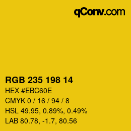 Color code: RGB 235 198 14 | qconv.com