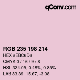 Color code: RGB 235 198 214 | qconv.com