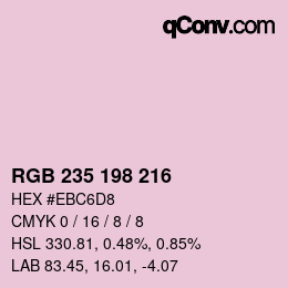 Color code: RGB 235 198 216 | qconv.com