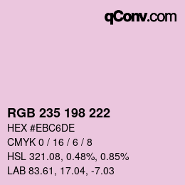 Color code: RGB 235 198 222 | qconv.com