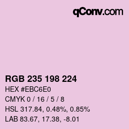 Color code: RGB 235 198 224 | qconv.com