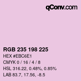 Color code: RGB 235 198 225 | qconv.com