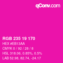 Farbcode: RGB 235 19 170 | qconv.com