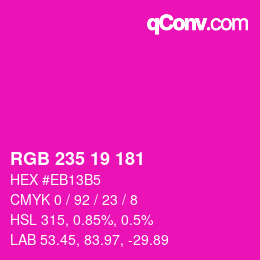 Color code: RGB 235 19 181 | qconv.com