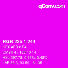 カラーコード: RGB 235 1 244 | qconv.com