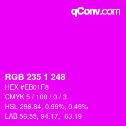 カラーコード: RGB 235 1 248 | qconv.com