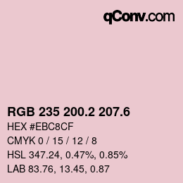 カラーコード: RGB 235 200.2 207.6 | qconv.com