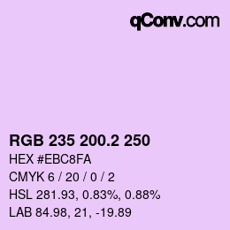 カラーコード: RGB 235 200.2 250 | qconv.com