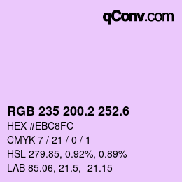 カラーコード: RGB 235 200.2 252.6 | qconv.com