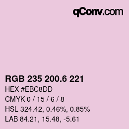 カラーコード: RGB 235 200.6 221 | qconv.com