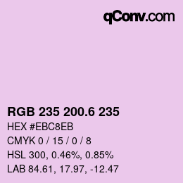 カラーコード: RGB 235 200.6 235 | qconv.com