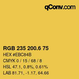 カラーコード: RGB 235 200.6 75 | qconv.com