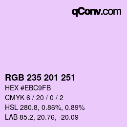 カラーコード: RGB 235 201 251 | qconv.com