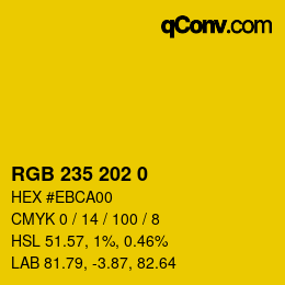 Color code: RGB 235 202 0 | qconv.com