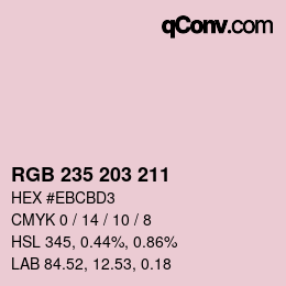 Color code: RGB 235 203 211 | qconv.com