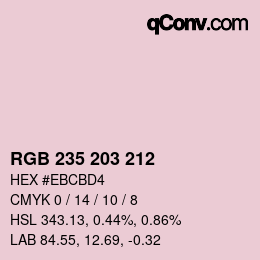 Color code: RGB 235 203 212 | qconv.com