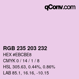 Código de color: RGB 235 203 232 | qconv.com