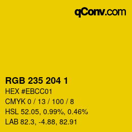 カラーコード: RGB 235 204 1 | qconv.com