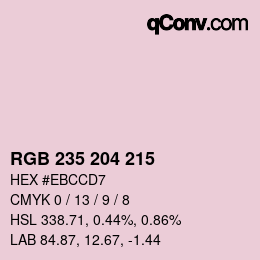 Color code: RGB 235 204 215 | qconv.com