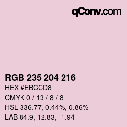 カラーコード: RGB 235 204 216 | qconv.com
