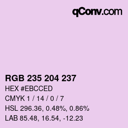 Color code: RGB 235 204 237 | qconv.com