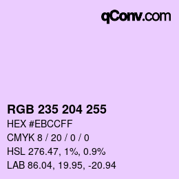 カラーコード: RGB 235 204 255 | qconv.com