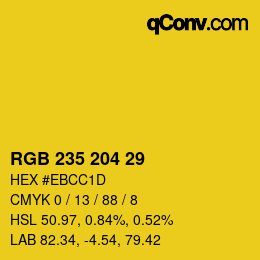 カラーコード: RGB 235 204 29 | qconv.com