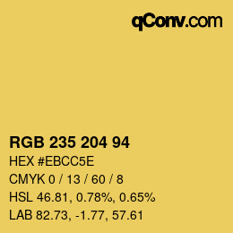 カラーコード: RGB 235 204 94 | qconv.com