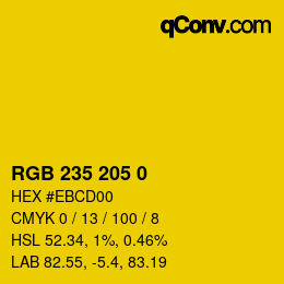 颜色代码: RGB 235 205 0 | qconv.com