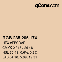 颜色代码: RGB 235 205 174 | qconv.com
