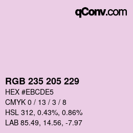 Código de color: RGB 235 205 229 | qconv.com