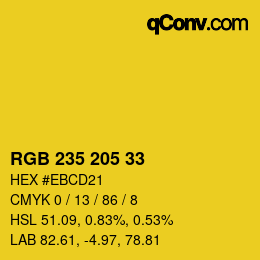 Color code: RGB 235 205 33 | qconv.com