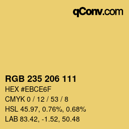颜色代码: RGB 235 206 111 | qconv.com
