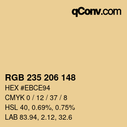 Color code: RGB 235 206 148 | qconv.com