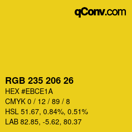 カラーコード: RGB 235 206 26 | qconv.com