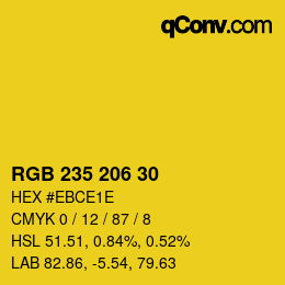 カラーコード: RGB 235 206 30 | qconv.com