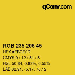 カラーコード: RGB 235 206 45 | qconv.com