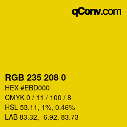 颜色代码: RGB 235 208 0 | qconv.com