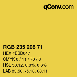 Color code: RGB 235 208 71 | qconv.com