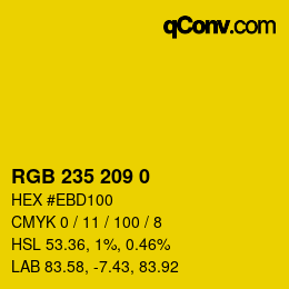 Color code: RGB 235 209 0 | qconv.com