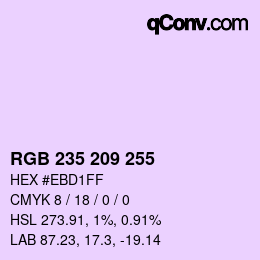 Color code: RGB 235 209 255 | qconv.com