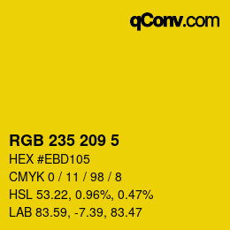 カラーコード: RGB 235 209 5 | qconv.com