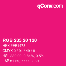 颜色代码: RGB 235 20 120 | qconv.com