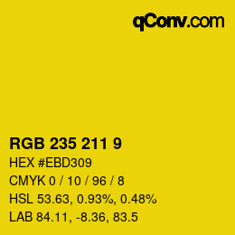 カラーコード: RGB 235 211 9 | qconv.com