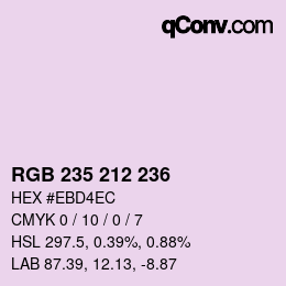 Código de color: RGB 235 212 236 | qconv.com