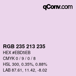 Color code: RGB 235 213 235 | qconv.com