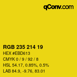 カラーコード: RGB 235 214 19 | qconv.com