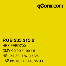 カラーコード: RGB 235 215 0 | qconv.com